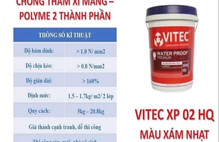 VITEC XP 02 HQ Chống thấm gốc xi măng Polymer 2 Thành Phần